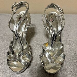 Silver Strappy Heels